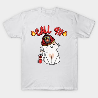 Firefighter Persian Cat T-Shirt